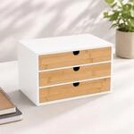Relaxdays Schubladenbox, Bambus & Mdf, 3 Schubladen, H X B X T: 20 X 33 X 21 Cm,