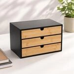 Relaxdays Schubladenbox, Bambus & Mdf, 3 Schubladen, H X B X T: 20 X 33 X 21 Cm,