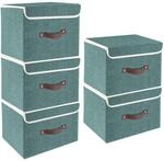Faltbare Aufbewahrungsbox Mit Deckel, 5er-set, 38x25x25 Cm, Aqua Deep