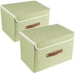 Faltbare Aufbewahrungsbox Mit Deckel, 2er-set, Gr&uuml;n, 38x25x25 Cm