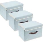 Faltbare Aufbewahrungsbox Mit Deckel, 3 St&uuml;ck, 38x25x25 Cm, Aqua Spring