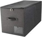 Aufbewahrungsbox 60l Extra Gro&szlig; Mit Deckel, Faltbar, Schwarz-grau