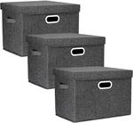Aufbewahrungsbox Mit Deckel, Faltbar, Waschbar, 3er-set, 44x30x29 Cm, Schwarz