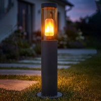 Led Sockelleuchte Wegeleuchte Au&szlig;enlampe Garten Feuer-effekt Anthrazit H 45 Cm
