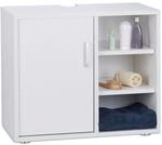 Waschbeckenunterschrank, Eint&uuml;rig, Badschrank, Aussparung, 3 Ablagen, Wc