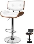 Verstellbarer Barhocker Mit 360&deg; Drehung, Gasdruckfeder, Pu-leder, Wei&szlig;