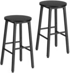 Barhocker 2er Set Mit Fu&szlig;st&uuml;tzen, Verstellbare F&uuml;&szlig;e, Schwarz