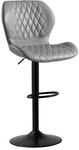 Barhocker Mit Lehne, H&ouml;henverstellbar, 360&deg; Drehbar, Kunstleder, Grau