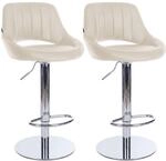 2er Set Barhocker Milet Chrom Mit Extra Schweren Standf&uuml;&szlig;en Creme Kunstleder