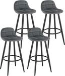 Barhocker 4er Set, Barstuhl Mit Samtbezug, Gepolsterter K&uuml;chenhocker, Mit
