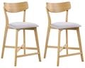 Set Mit 2 Barst&uuml;hlen Hope Holz Hellbraun / Grau