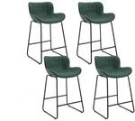 Barhocker 4er Set Mit R&uuml;ckenlehne, Steppdesign, Kunstleder, Metallf&uuml;&szlig;e, Gr&uuml;n