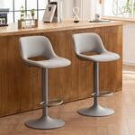 Barhocker 2er Set H&ouml;henverstellbar, Drehbar, Mit R&uuml;ckenlehne, Grau