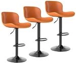 Barhocker 3er Set, H&ouml;henverstellbar, Drehbar, Kunstleder, Orange