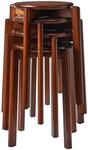 Hocker Massivholz 4er Set Rund Stapelbar Walnussbraun 45cm