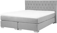 Bett Polsterbett Hellgrau 160 X 200 Cm Leinenoptik Doppelbett Zierkn&ouml;pfen