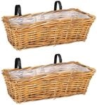Vidaxl Hanging Planter Basket Gendt 2 Pcs Natural Brown Kubu Rattan