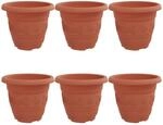 Vidaxl Round Flower Pot 6 Pcs Brick Red &Oslash; 22 X 18 Cm Plastic