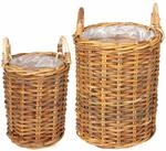 Vidaxl Planter Basket Gendt 2 Pcs Natural Brown Kubu Rattan