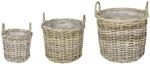 Vidaxl Planter Basket Gendt 3 Pcs Natural Grey Kubu Rattan