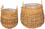 Vidaxl Planter Basket Gendt 2 Pcs Natural Brown Kubu Rattan