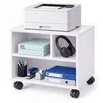 Relaxdays Druckerst&auml;nder Schreibtisch, Mit Rollen, 3 F&auml;cher, Regal F&uuml;r Drucker,