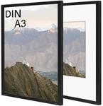 Bilderrahmen A3 2er Set Schwarz Holz Mit Passepartout F&uuml;r A3/a4
