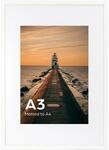 Bilderrahmen A3 Mit Passepartout F&uuml;r A4, Wei&szlig;, Wandmontage
