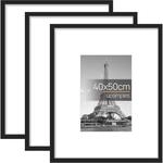 Bilderrahmen 40x50cm Schwarz, 3er Set, Mit Passepartout F&uuml;r 20x30cm Fotos