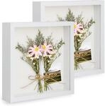 2er 3d Objektrahmen Zum Bef&uuml;llen 23x23 Cm Wei&szlig; Mit Echtglas