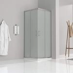 Satinierte Duschkabine Mit Schiebet&uuml;ren Eckdusche Mit Rollensystem Aus Esg Glas