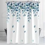 Duschvorhang 150x180cm Mit Bl&auml;tter-muster, Wasserabweisend, Beschwerter Saum,