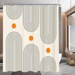 Duschvorhang 240x180cm Geometrische Kurve, Wasserabweisend, Waschbar, Beschwerter