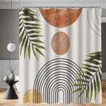 Duschvorhang 240x180cm Bl&auml;tter Linie, Wasserabweisend, Beschwerter Saum,...