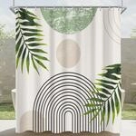 Duschvorhang 120x200 Cm Gr&uuml;n Bl&auml;tter Linie, Wasserabweisend, Antischimmel, Waschbar