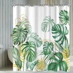 Duschvorhang 240x200 Cm Mit Bambusblatt-motiv, Wasserabweisend, Waschbar