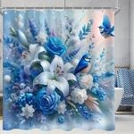 Duschvorhang 240x200 Cm Mit Blauen V&ouml;geln, Wasserabweisend, Schimmelresistent,