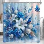 Duschvorhang 180x200 Cm Mit Blauen V&ouml;geln, Wasserabweisend, Schimmelresistent,