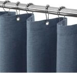 Duschvorhang Leinenoptik Mit Metallringen, Wasserdicht, 122x182cm, Marineblau