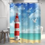 Duschvorhang 180x200cm Leuchtturm, Wasserabweisend, Schimmelresistent, Waschbar