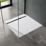 Duschtasse Duschwanne 90x90x4 Flach Mineralguss In Wei&szlig; Din-anschl&uuml;sse F&uuml;r