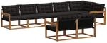 Outdoor-sofagarnitur 8 Stk. Natur Und Schwarz Vidaxl