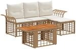 Gartensofa-set 5 Stk. Nat&uuml;rlich Und Cremwei&szlig; Poly-rattan Vidaxl