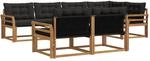 Outdoor-sofagarnitur 7 Stk. Natur Und Schwarz Vidaxl