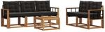 Vidaxl Outdoor Sofa Set 6 Pcs Natural And Black