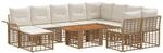 Gartensofa-set 11 Stk. Nat&uuml;rlich Und Cremwei&szlig; Poly-rattan Vidaxl