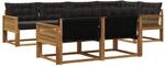 Outdoor-sofagarnitur 7 Stk. Natur Und Schwarz Vidaxl