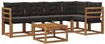 Vidaxl Outdoor Sofa Set 6 Pcs Natural And Black