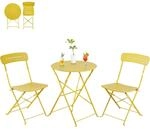 Bistroset 3-teilig Klappbar, Wetterfest, Pulverbeschichteter Stahl, Gelb