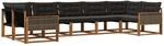 Outdoor-sofagarnitur 7 Stk. Natur Und Schwarz Vidaxl